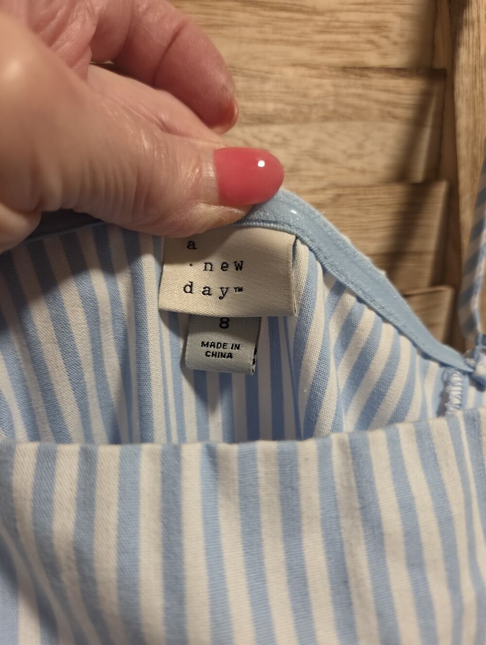 A New Day 8 Blue White Striped Maxi Dress w/Pockets - Picture 6 of 9